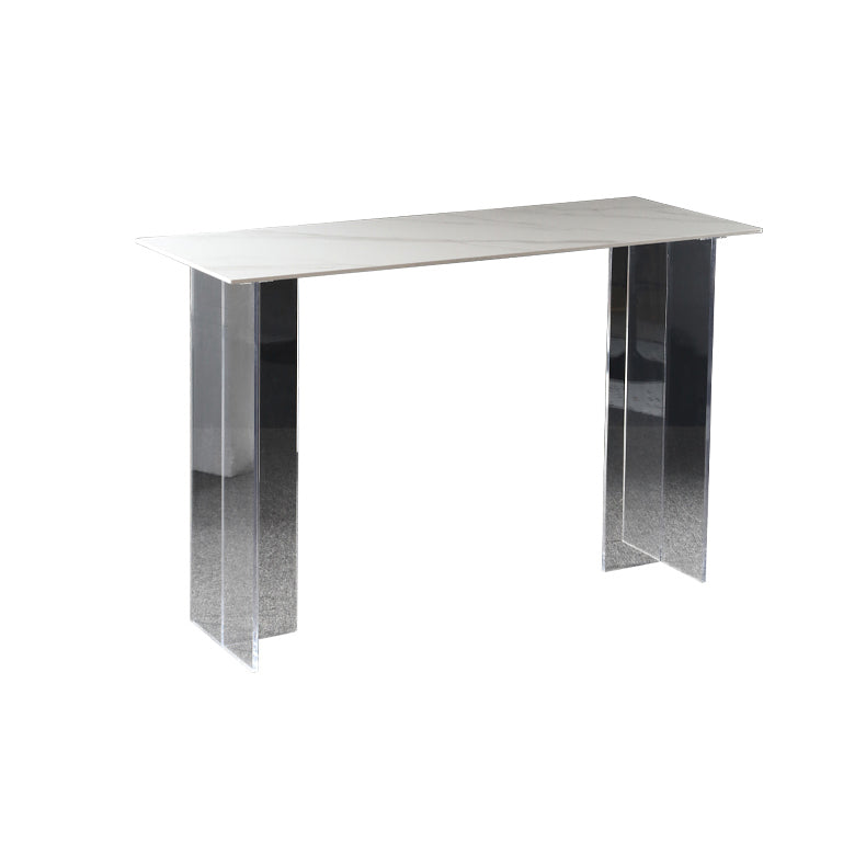 Modern Acrylic Bar Dining Table with Stone Top Rectangle Indoor Bistro Table