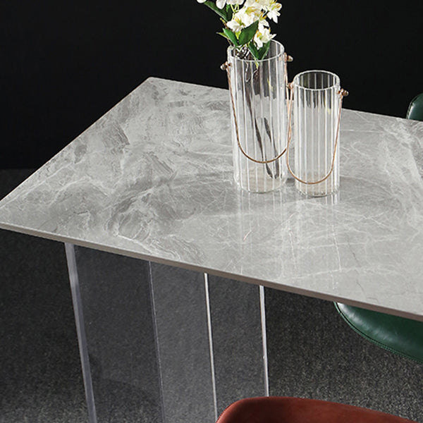 Modern Acrylic Bar Dining Table with Stone Top Rectangle Indoor Bistro Table