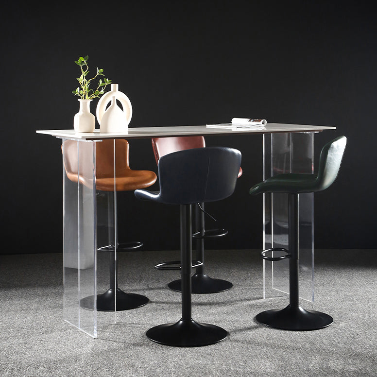 Modern Acrylic Bar Dining Table with Stone Top Rectangle Indoor Bistro Table