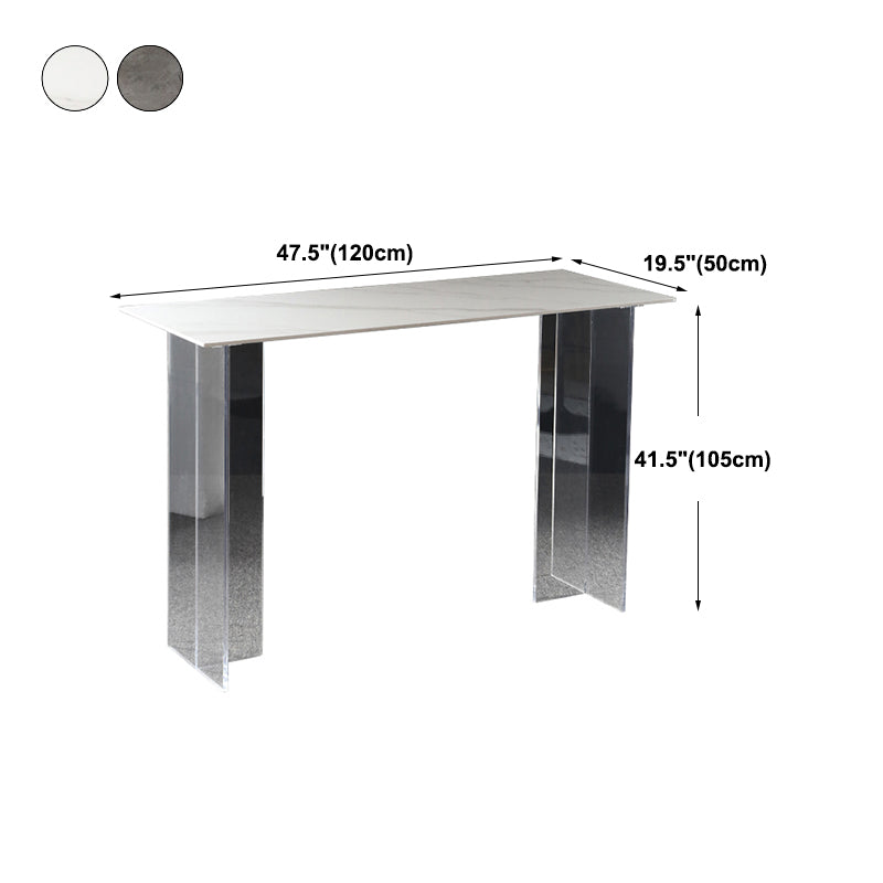 Modern Acrylic Bar Dining Table with Stone Top Rectangle Indoor Bistro Table