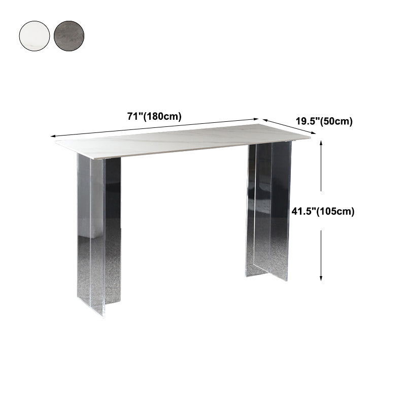 Modern Acrylic Bar Dining Table with Stone Top Rectangle Indoor Bistro Table