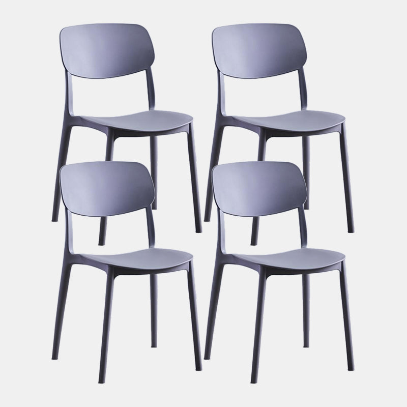 Scandinavian Plastic Dining Armless Chair Open Back Side Chairs for Home