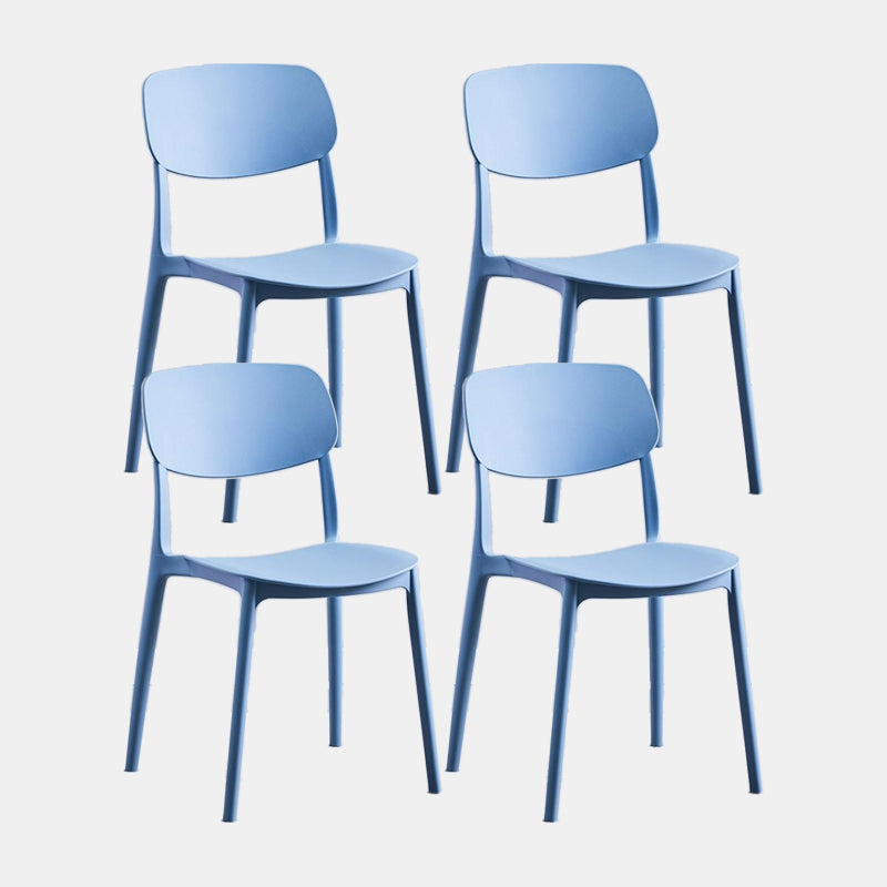 Scandinavian Plastic Dining Armless Chair Open Back Side Chairs for Home