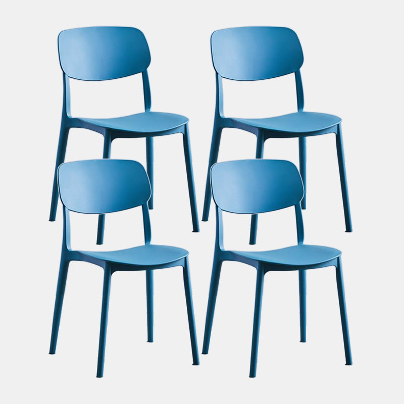 Scandinavian Plastic Dining Armless Chair Open Back Side Chairs for Home