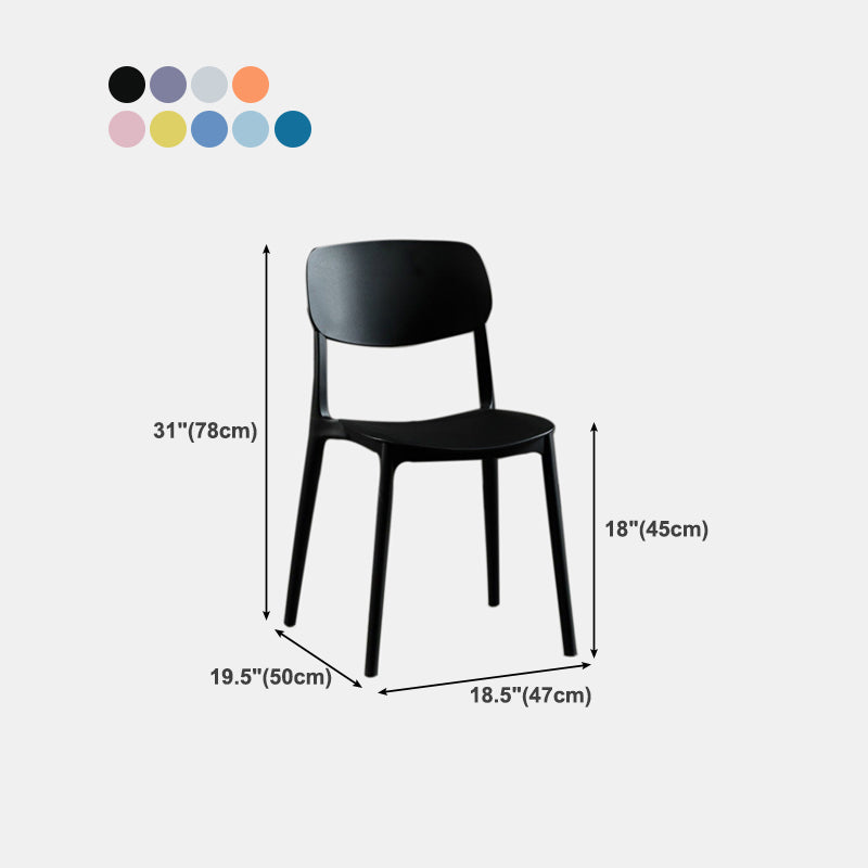 Scandinavian Plastic Dining Armless Chair Open Back Side Chairs for Home