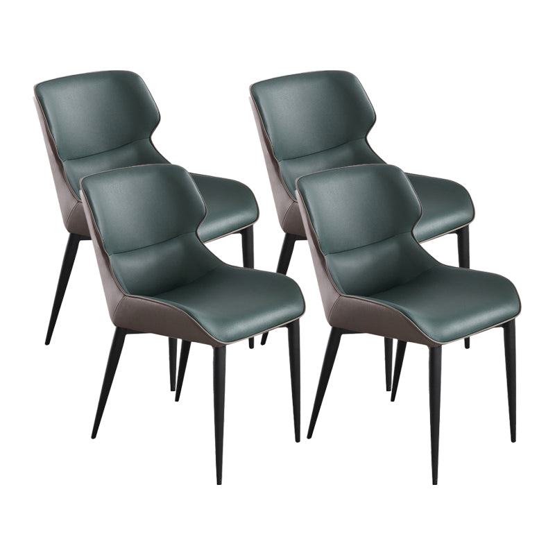 Contemporary Style Arm Wingback Side Chairs Faux Leather Side Chair