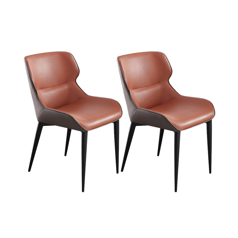 Contemporary Style Arm Wingback Side Chairs Faux Leather Side Chair