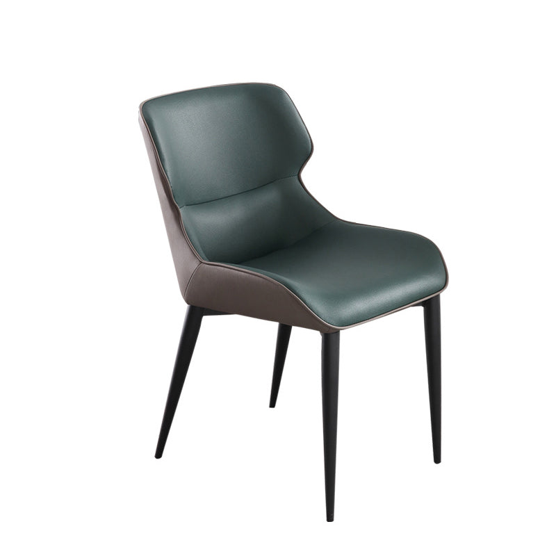 Contemporary Style Arm Wingback Side Chairs Faux Leather Side Chair