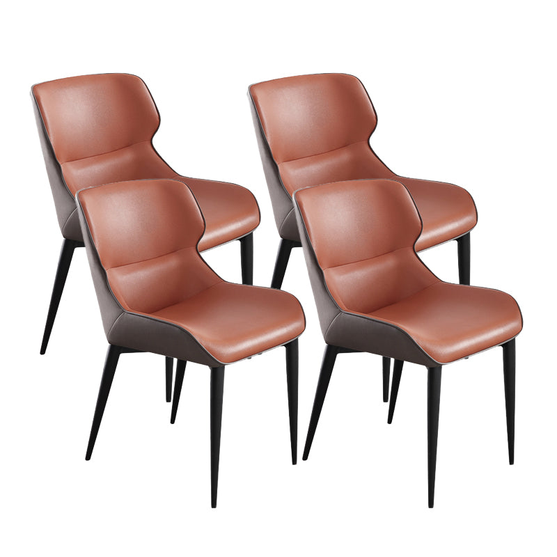 Contemporary Style Arm Wingback Side Chairs Faux Leather Side Chair