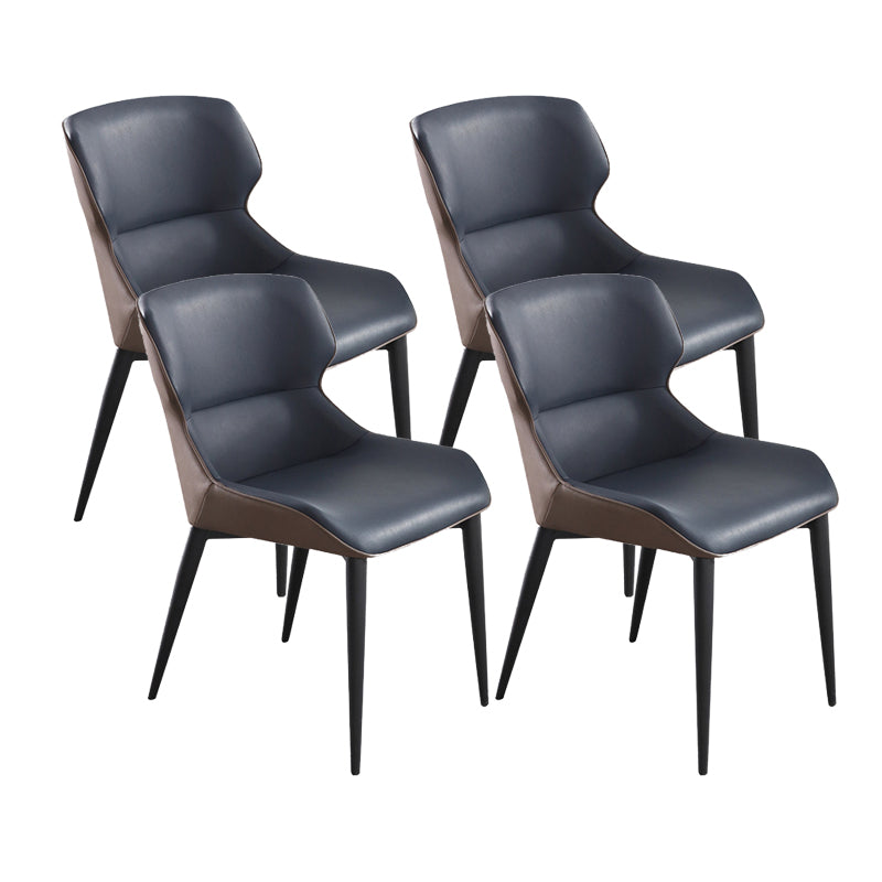 Contemporary Style Arm Wingback Side Chairs Faux Leather Side Chair