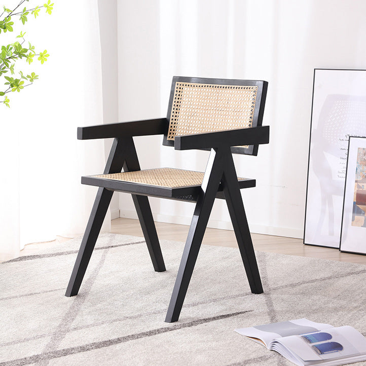 Modern Design Wicker Dining Chairs for Home Arm Open Back Side Chairs