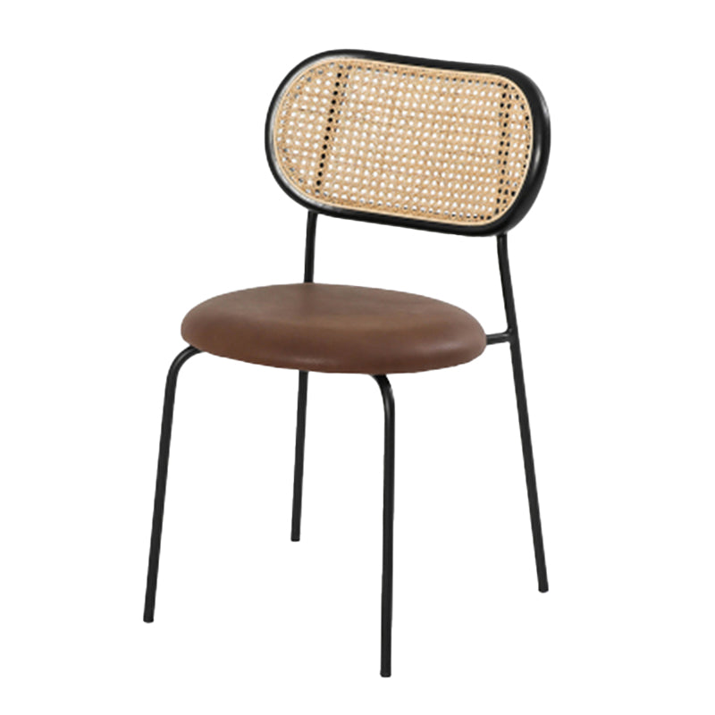 Industrial Open Back Chair Dining Armless Chair for Kitchen with Metal Legs