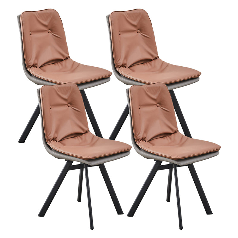 Contemporary Style Faux Leather Side Chair Armless Open Back Chairs for Kitchen