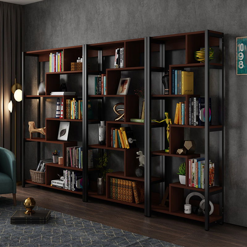 Modern Style Wood Bookcase Open Back Bookshelf for Home Office