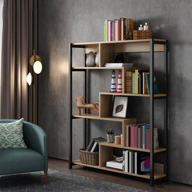 Modern Style Wood Bookcase Open Back Bookshelf for Home Office