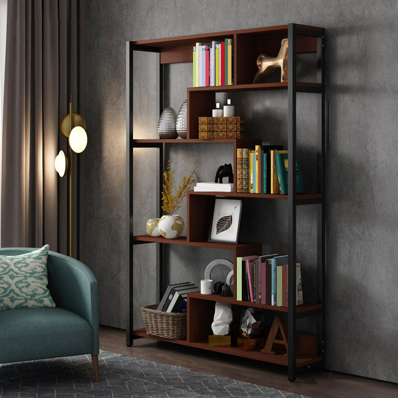 Modern Style Wood Bookcase Open Back Bookshelf for Home Office