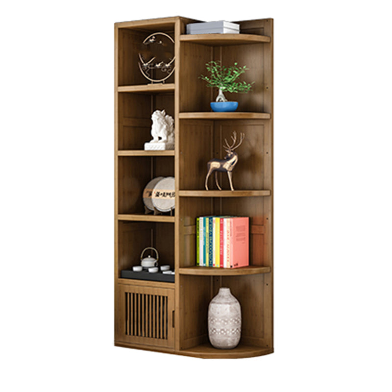 Brown Shelf Bookcase with Doors Vertical Bookshelf for Study Room