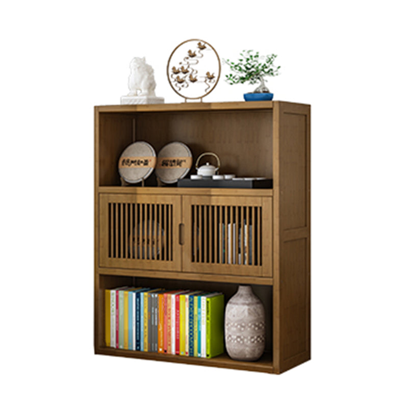 Brown Shelf Bookcase with Doors Vertical Bookshelf for Study Room