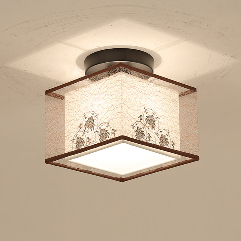 Traditional Style Geometric Ceiling Light Fixture Fabric Ceiling Mounted Light