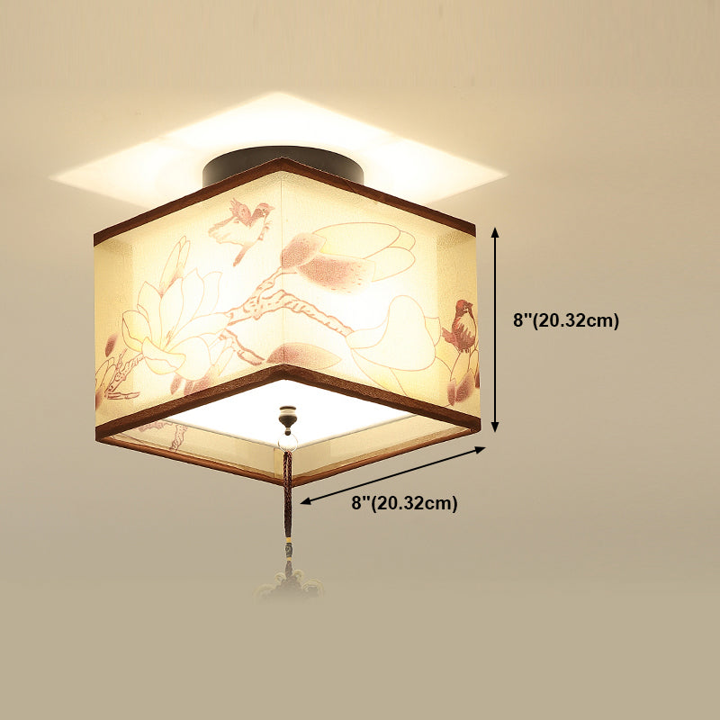 Traditional Style Geometric Ceiling Light Fixture Fabric Ceiling Mounted Light