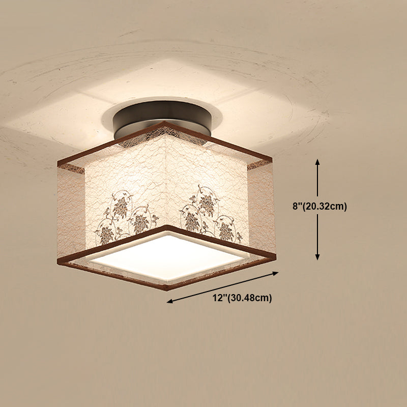 Traditional Style Geometric Ceiling Light Fixture Fabric Ceiling Mounted Light