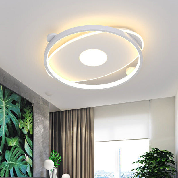 White Ring LED Flush Mounted Ceiling Lights Contemporary Lighting Fixture for Living Room