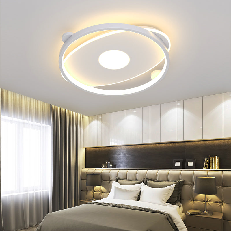 White Ring LED Flush Mounted Ceiling Lights Contemporary Lighting Fixture for Living Room