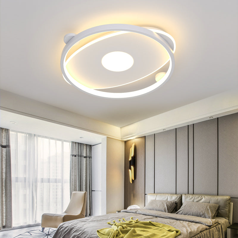 White Ring LED Flush Mounted Ceiling Lights Contemporary Lighting Fixture for Living Room