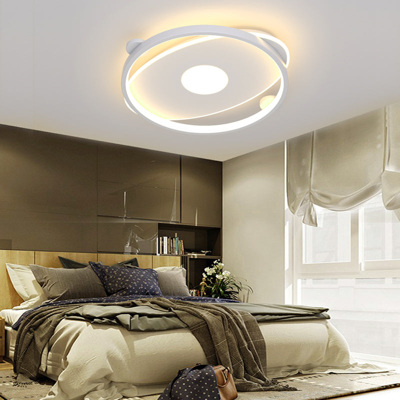 White Ring LED Flush Mounted Ceiling Lights Contemporary Lighting Fixture for Living Room