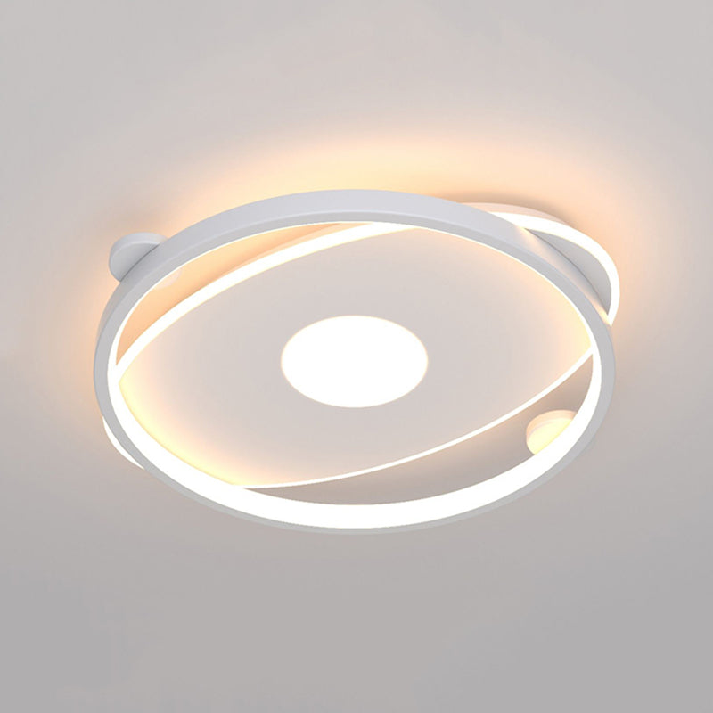 White Ring LED Flush Mounted Ceiling Lights Contemporary Lighting Fixture for Living Room