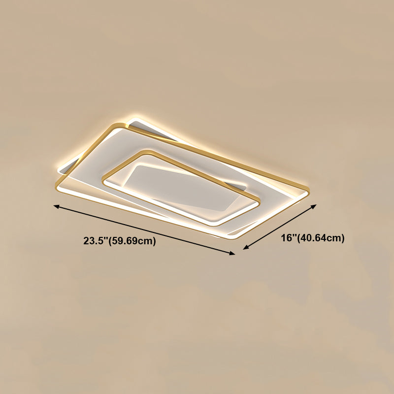 Gold Square LED Flush Mounted Ceiling Lights Contemporary Lighting Fixture for Living Room