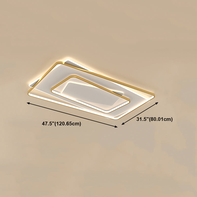 Gold Square LED Flush Mounted Ceiling Lights Contemporary Lighting Fixture for Living Room