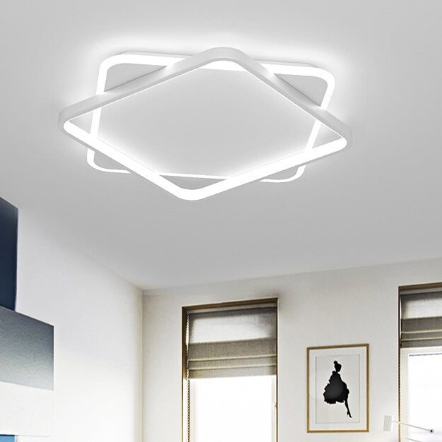 Square LED Flush Mounted Ceiling Light Contemporary Lighting Fixture for Living Room