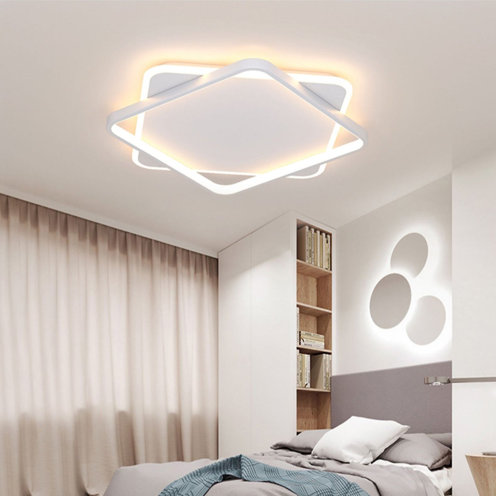 Square LED Flush Mounted Ceiling Light Contemporary Lighting Fixture for Living Room