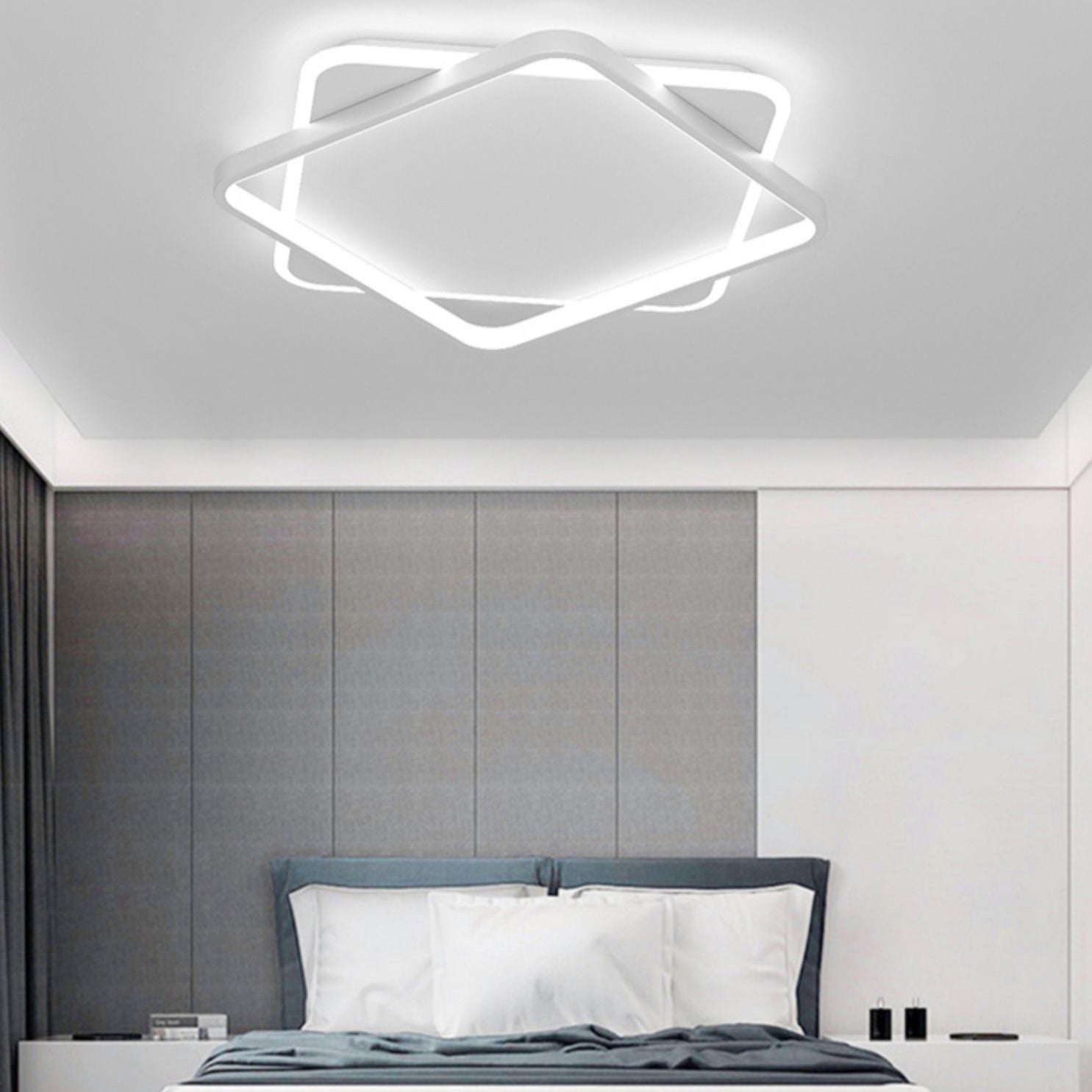 Square LED Flush Mounted Ceiling Light Contemporary Lighting Fixture for Living Room