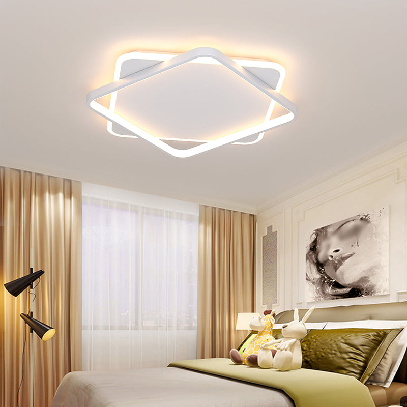 Square LED Flush Mounted Ceiling Light Contemporary Lighting Fixture for Living Room