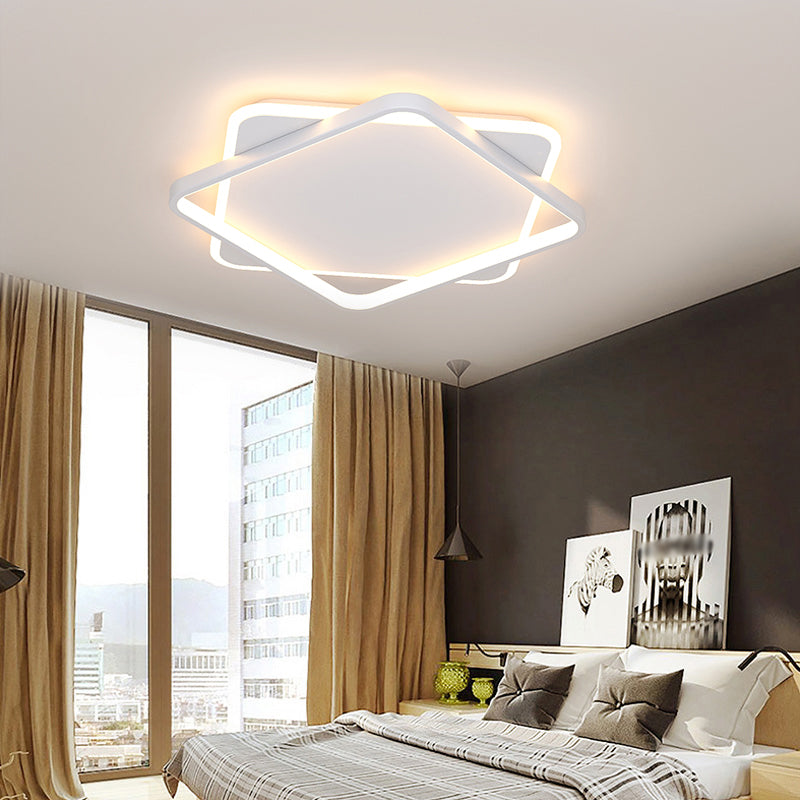 Square LED Flush Mounted Ceiling Light Contemporary Lighting Fixture for Living Room