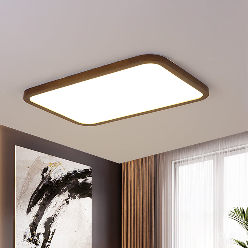 Geometry Shape LED Ceiling Lamp Modern Wood 1 Light Flush Mount for Bedroom