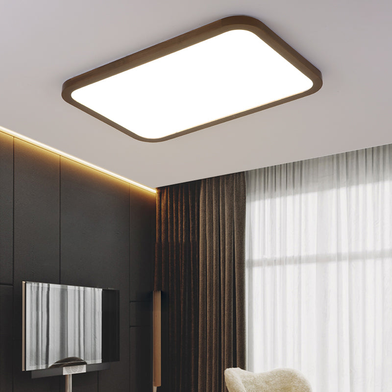 Geometry Shape LED Ceiling Lamp Modern Wood 1 Light Flush Mount for Bedroom