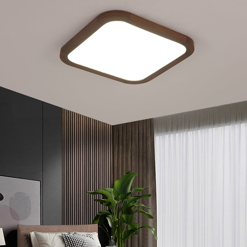 Geometry Shape LED Ceiling Lamp Modern Wood 1 Light Flush Mount for Bedroom