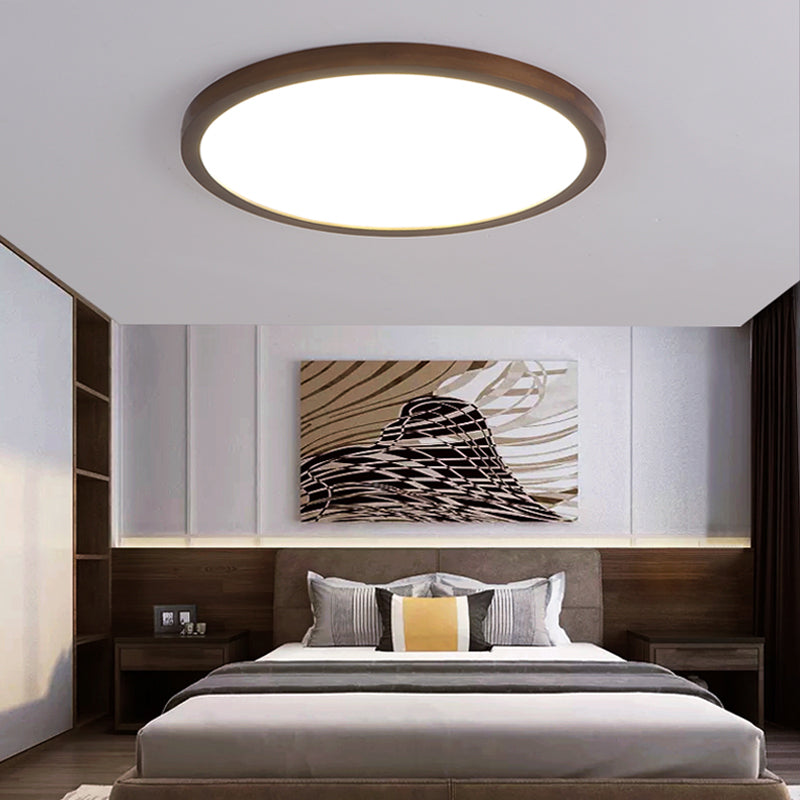 Geometry Shape LED Ceiling Lamp Modern Wood 1 Light Flush Mount for Bedroom