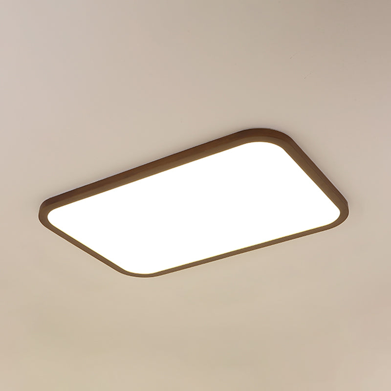 Geometry Shape LED Ceiling Lamp Modern Wood 1 Light Flush Mount for Bedroom