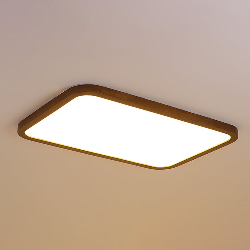 Geometry Shape LED Ceiling Lamp Modern Wood 1 Light Flush Mount for Bedroom