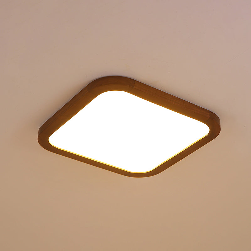 Geometry Shape LED Ceiling Lamp Modern Wood 1 Light Flush Mount for Bedroom