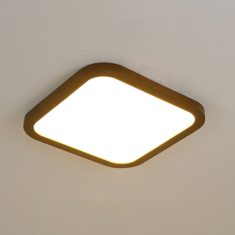 Geometry Shape LED Ceiling Lamp Modern Wood 1 Light Flush Mount for Bedroom