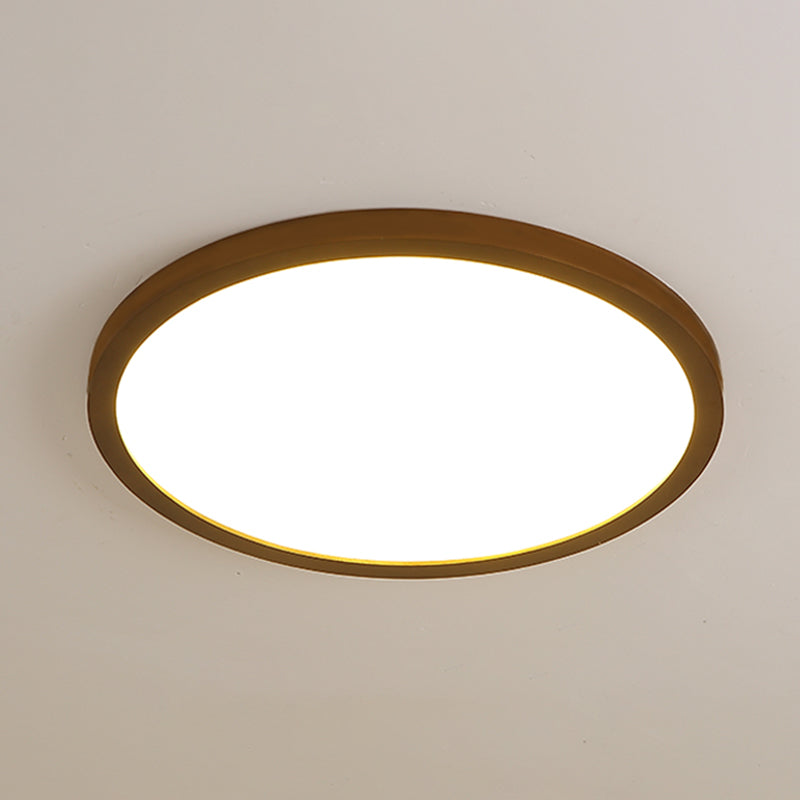 Geometry Shape LED Ceiling Lamp Modern Wood 1 Light Flush Mount for Bedroom