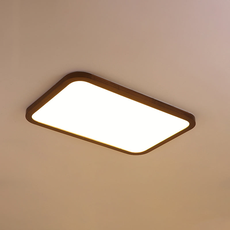 Geometry Shape LED Ceiling Lamp Modern Wood 1 Light Flush Mount for Bedroom