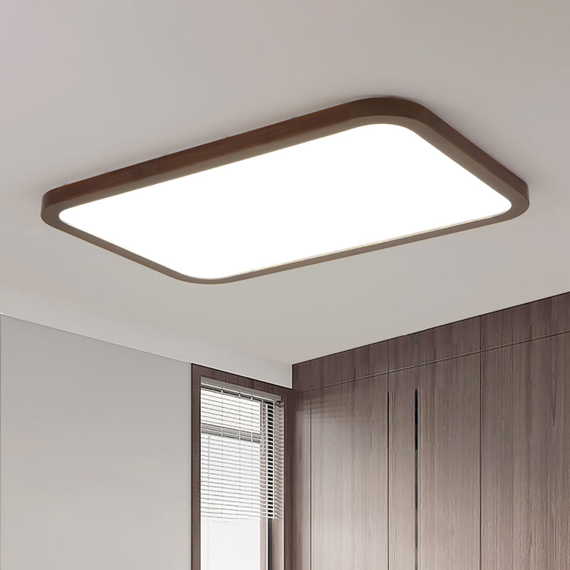 Geometry Shape LED Ceiling Lamp Modern Wood 1 Light Flush Mount for Bedroom