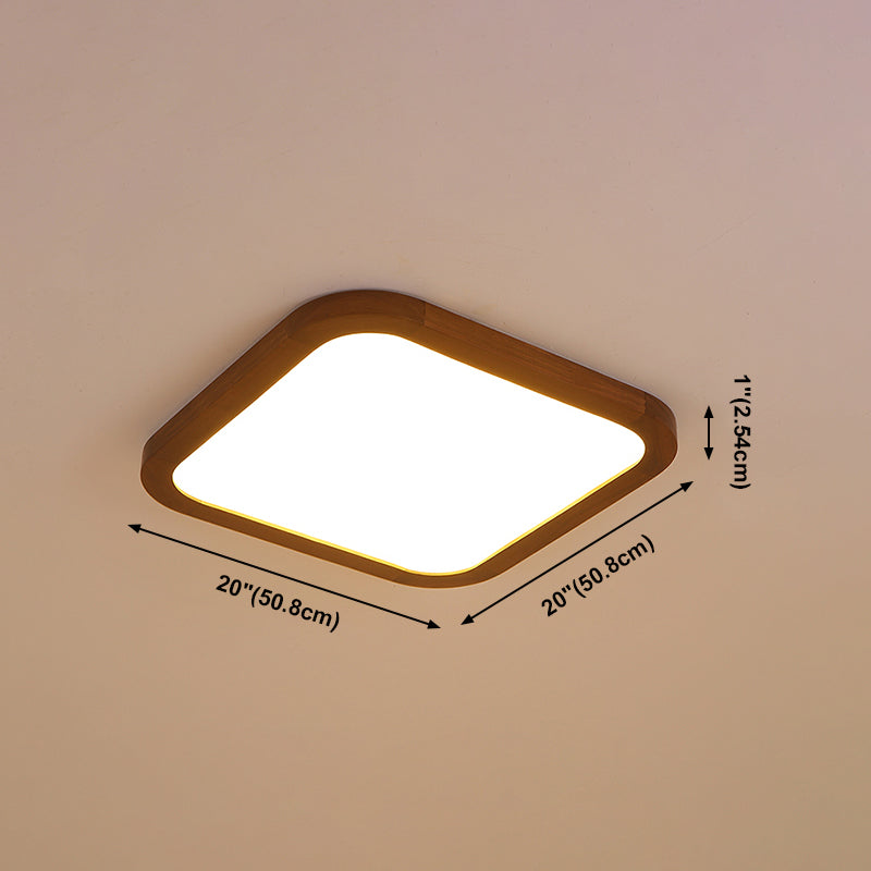 Geometry Shape LED Ceiling Lamp Modern Wood 1 Light Flush Mount for Bedroom