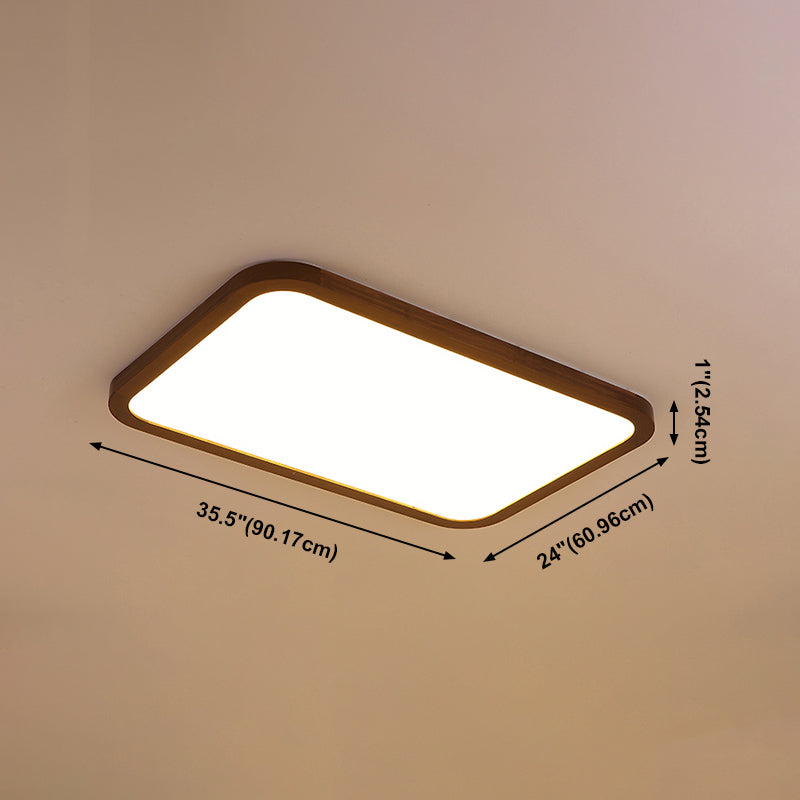 Geometry Shape LED Ceiling Lamp Modern Wood 1 Light Flush Mount for Bedroom